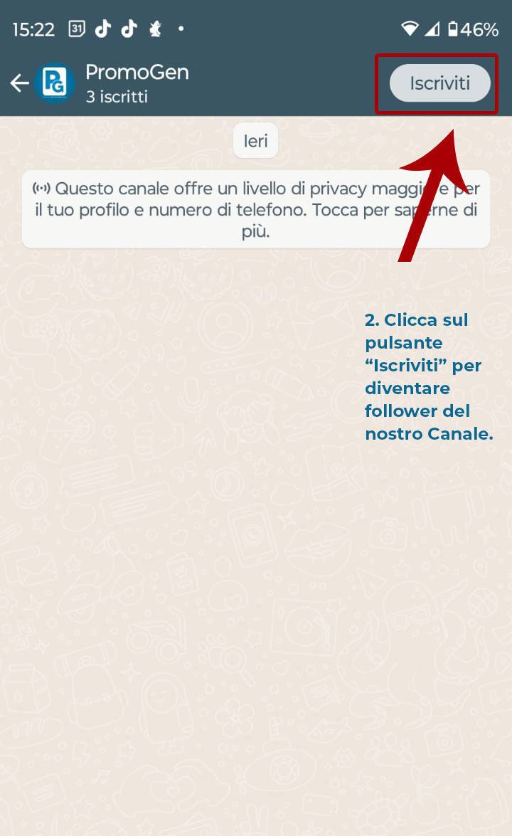 Scopri il canale WhatsApp PromoGen
